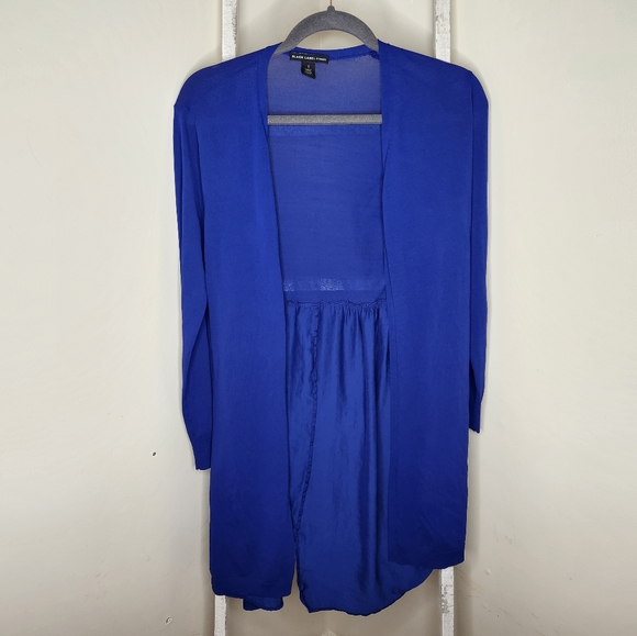 Chico's Black Label size 1 medium 8 royal blue open front split back cardigan - Picture 1 of 5